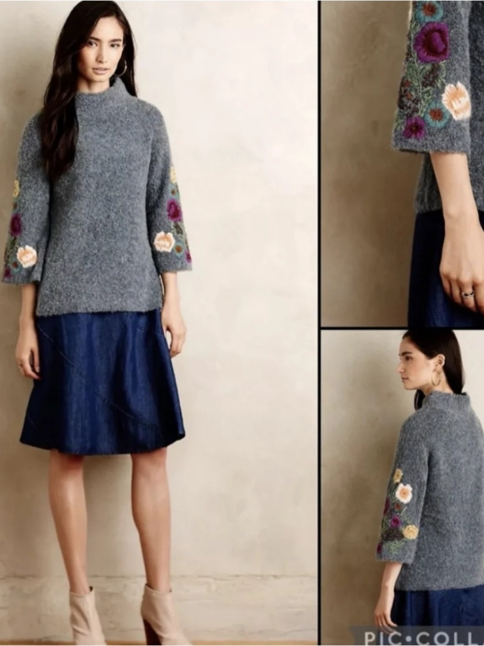 Sleeping on Snow Wool Mohair Alpaca Floral Embroidered